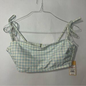 Kona Sol Women’s Light Blue Gingham Bikini Top Size XL NWT Beach Resortwear